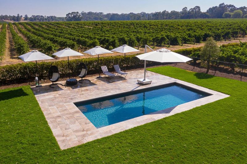 Reflection pool with auto cover in Graphite Grey